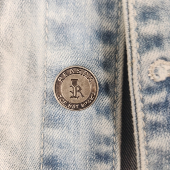 Reason Flaming Dragon Denim Jacket with Colorful Prints. Size M. #G02 - Picture 8 of 15